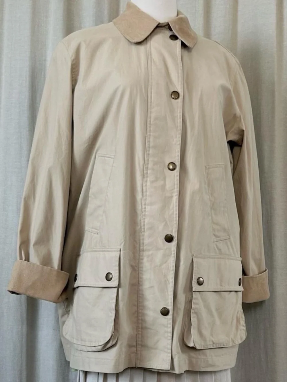 Ralph Lauren Barn Coat Canvas Corduroy Collar Vintage Field Jacket